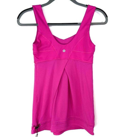Lululemon Womens Tank Size 4 Tame Me Fuschia Pink Luxtreme Mesh Cinch Cord - Picture 3 of 6